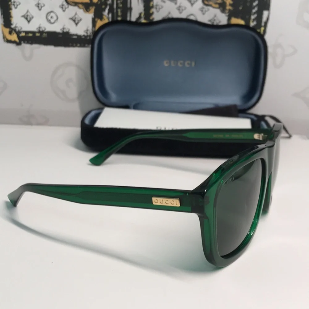 ✨ Brand New Gucci GG1316S 004 Sunglasses – Transparent Green with Green Lenses ✨